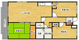 広島高速交通アストラムライン 中筋駅 徒歩4分の賃貸マンション 1階3LDKの間取り