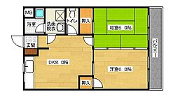 JR可部線 緑井駅 徒歩6分の賃貸アパート 2階2DKの間取り