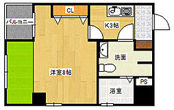 広島電鉄9系統 縮景園前駅 徒歩5分の賃貸マンション 5階1Kの間取り