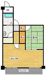 広島電鉄2系統 広電西広島(己斐)駅 徒歩3分の賃貸マンション 7階1LDKの間取り