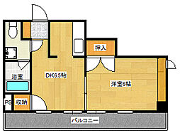 広島電鉄5系統 比治山橋駅 徒歩14分の賃貸マンション 2階1DKの間取り