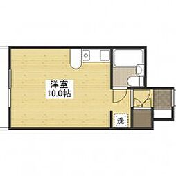 広島電鉄1系統 広電本社前駅 徒歩8分の賃貸マンション 2階ワンルームの間取り