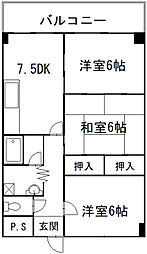 JR可部線 古市橋駅 徒歩4分の賃貸マンション 4階3DKの間取り