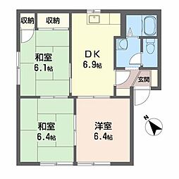 広島高速交通アストラムライン 毘沙門台駅 徒歩17分の賃貸アパート 1階3DKの間取り