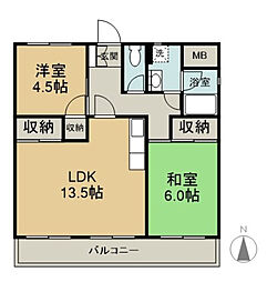 広島電鉄宮島線 古江駅 徒歩7分の賃貸マンション 3階2LDKの間取り