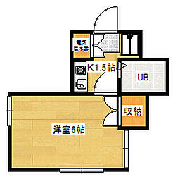 広島電鉄5系統 比治山下駅 徒歩9分の賃貸マンション 2階1Kの間取り