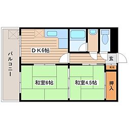 広島電鉄8系統 舟入南駅 徒歩22分の賃貸マンション 7階2DKの間取り