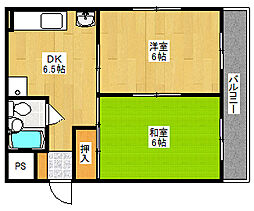 広島電鉄宮島線 東高須駅 徒歩6分の賃貸マンション 4階2DKの間取り
