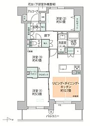 リソシエレスティーナ御所南 3LDKの間取図画像