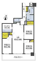 コスモ吉田近衛通 3LDKの間取図画像