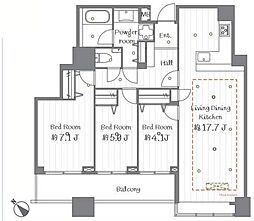 ステーションガーデンタワー 3LDKの間取図画像