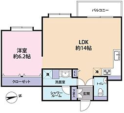 ホームズ東中野 1LDKの間取り