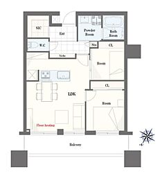 ステーションガーデンタワー 2LDKの間取り