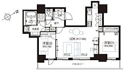 パークタワー滝野川 2LDKの間取図画像