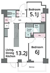 ライフピア新宿中落合 2LDKの間取図画像