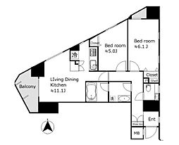 グラントレゾール西日暮里 2LDKの間取図画像