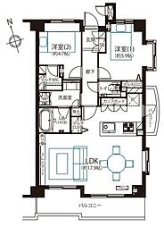 オーベル高田馬場 2LDKの間取図画像