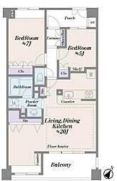 クレアセトル文京根津 2LDKの間取図画像
