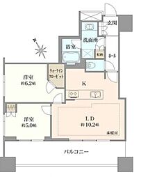 シティタワー池袋 2LDKの間取図画像