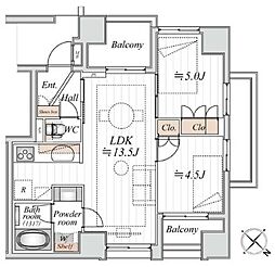 ノルディックマンション文京白山 2LDKの間取図画像