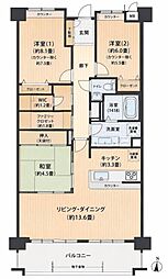 中落合パークホームズ 3SLDKの間取図画像