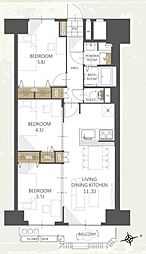 グリーンビレッジ豊玉 3LDKの間取図画像
