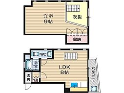インペリアル21 3階1LDKの間取り