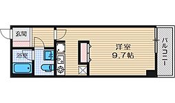 グランドライフ北ノ坊 3階1Kの間取り