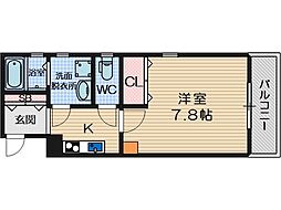 プルメリア東正雀 1階1Kの間取り