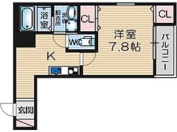 フジパレス千里丘東 2階1Kの間取り