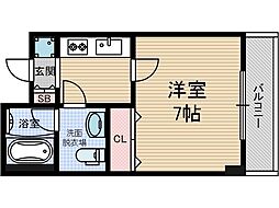 ヴェルドゥール茨木 1Kの間取図画像