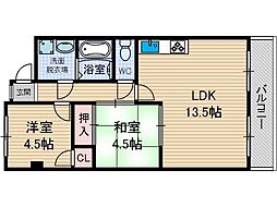 ニュー星見ハイツ 2LDKの間取図画像