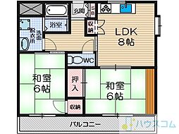 東山ハイツ 2LDKの間取図画像