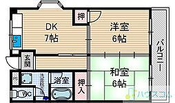 ホワイトピア中西 2DKの間取図画像