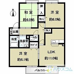 サンビレッジ南春日丘K棟 3LDKの間取図画像