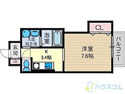 サウスアルカディア 1Kの間取図画像