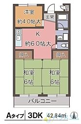 グリーンハイツ正雀 3DKの間取図画像