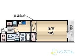 シャレー柿原 1Kの間取図画像