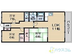 グリーンヒル千里丘 3LDKの間取図画像
