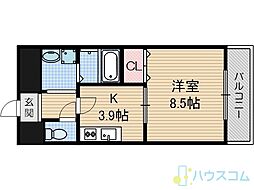 アンプルールクラージュ別府 1Kの間取図画像