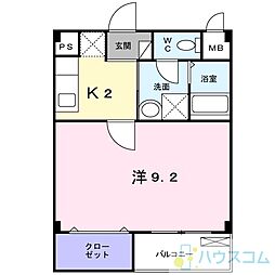 コージーコート 1Kの間取図画像