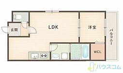 シナジー茨木 1LDKの間取図画像