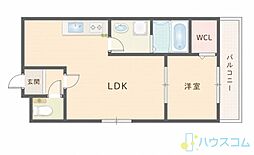 シナジー茨木 1LDKの間取図画像