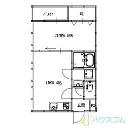 摂津市正雀3丁目アパート 1LDKの間取図画像