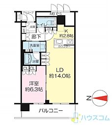 ジオタワー高槻ミューズフロント 1LDKの間取図画像