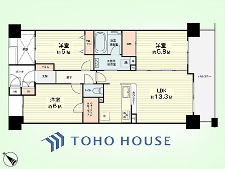 3LDK+TR 専有面積65.70平米、バルコニー面積10.30平米