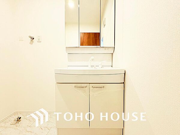手で洗いたい大切な服など、広く使えると助かる洗面台は汚れの付きにくい形状と素材で造られております。