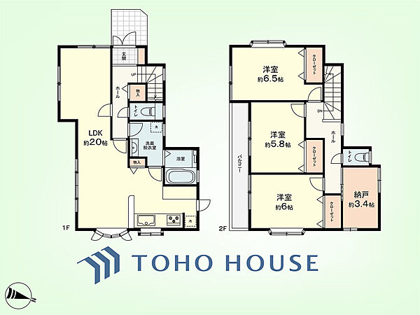 3SLDK　建物面積99.68平米、土地面積126.24平米