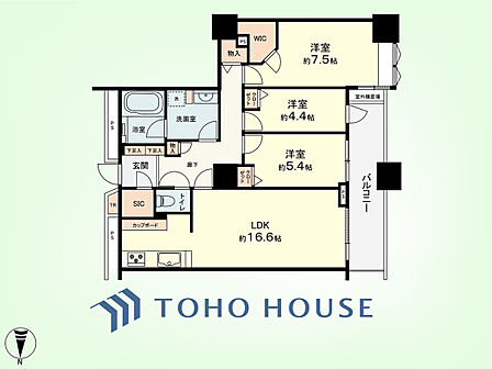3LDK+TR 専有面積86.11平米、バルコニー面積10.43平米