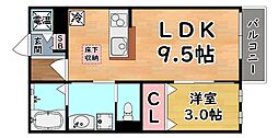阪急神戸本線 六甲駅 徒歩27分の賃貸アパート 1階1LDKの間取り